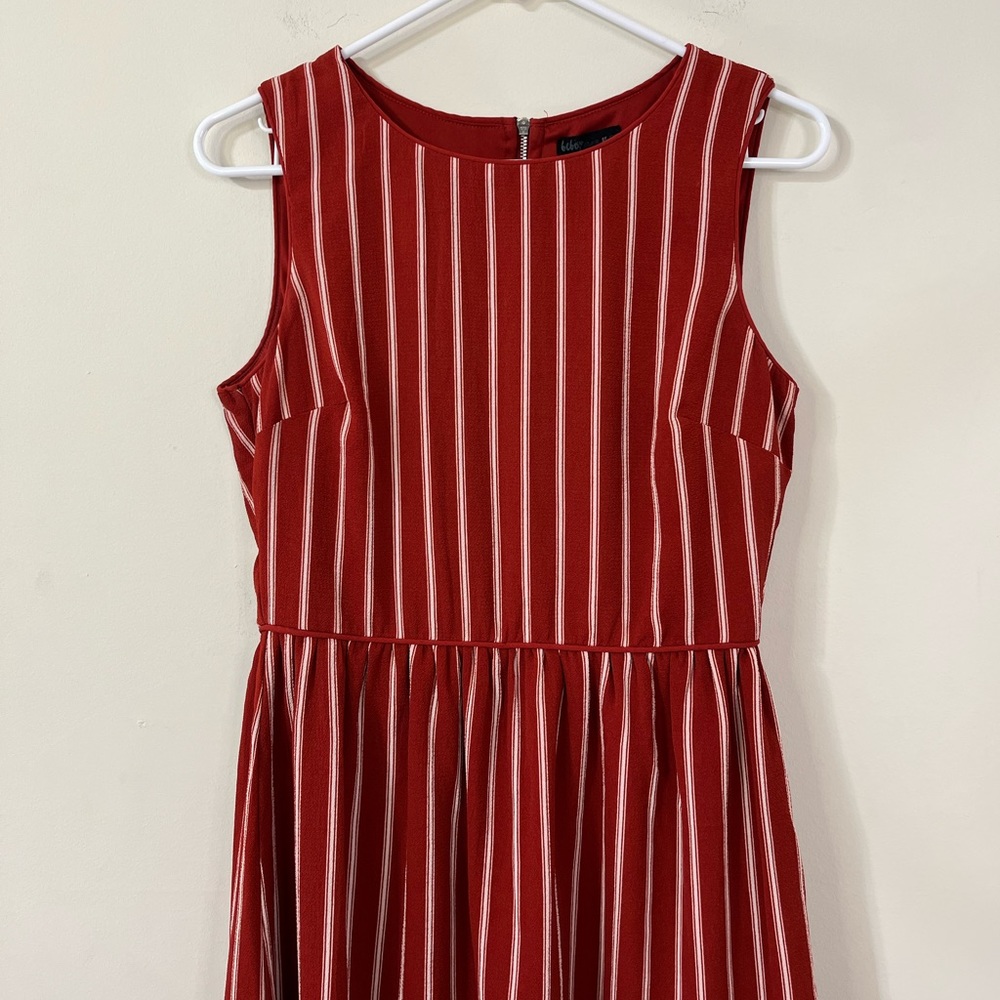 Bebop Be You Be Free Res White Stripe Zipper Back Mini Dress - Picture 2 of 7